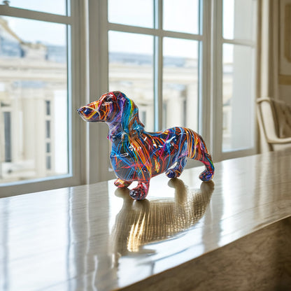 Colorful Dachshund Dachshund Figurine for Shelves, Tables and Home Display
