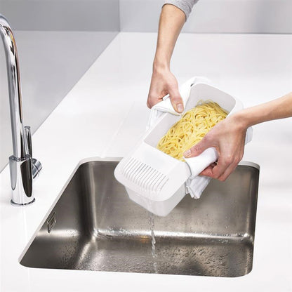 Microwave Pasta Cooker with Built-In Strainer for Vegetables and Spaghetti