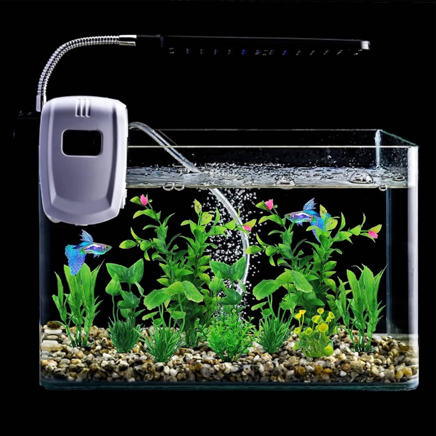 Aquarium Plant Décor Set with Weighted Bases for Fish Tanks, 10 Piece