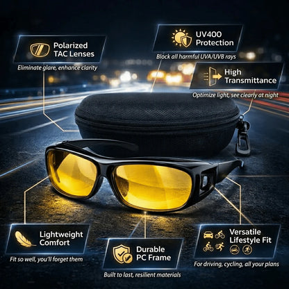 Polarized Driving Glasses with Anti-Glare Lens for Clear Night Vision