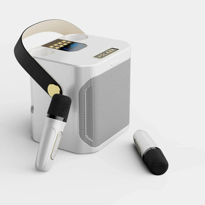 Portable Bluetooth Karaoke Speaker with 360 Sound and Dual Mic Inputs