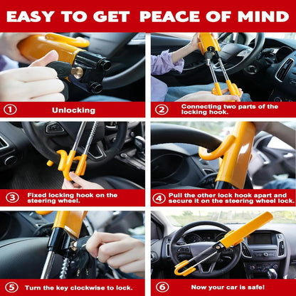 Heavy Duty Anti-Theft Steering Wheel Lock Bar for Car and Truck Security