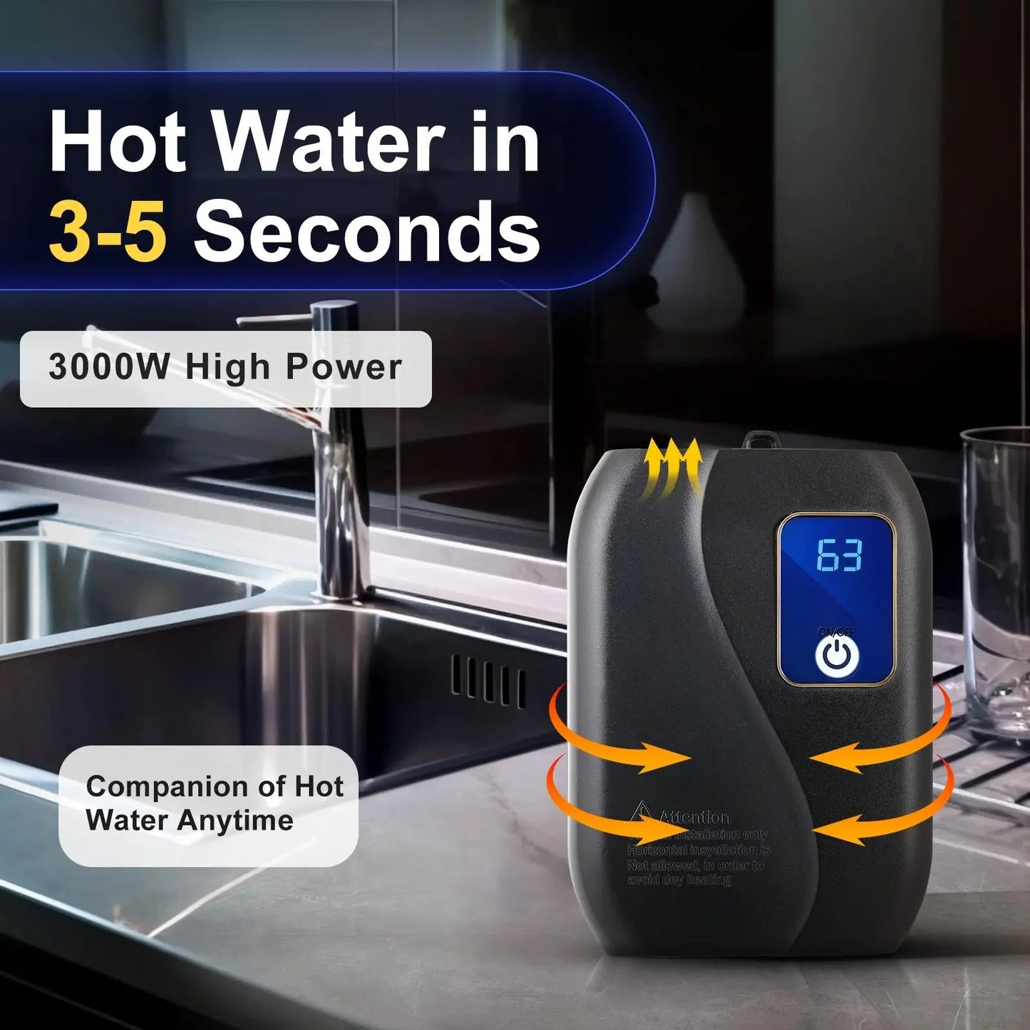 On-Demand Electric Water Heater with Continuous Flow Heating