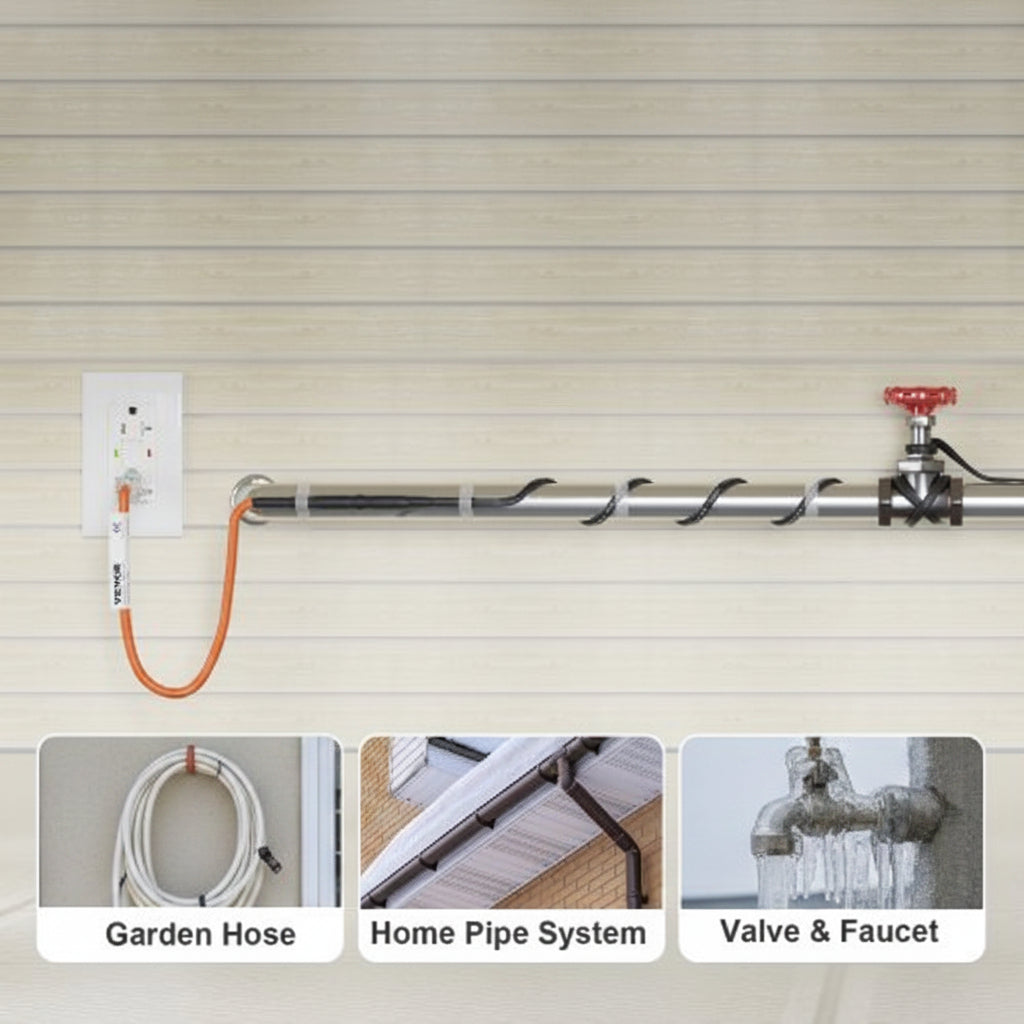 Self-Regulating Pipe Heating Cable with Freeze Prevention Wrap for Water Lines