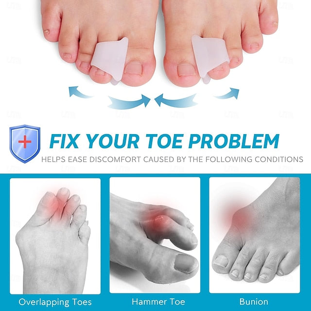 Silicone Toe Spacers with Loop Design, Reusable 6 Pack for Daily Comfort