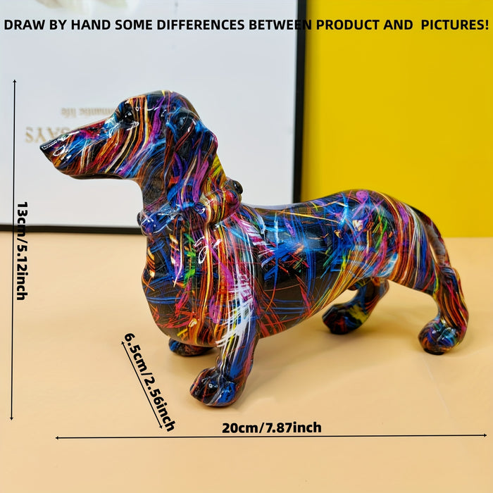 Colorful Dachshund Dachshund Figurine for Shelves, Tables and Home Display