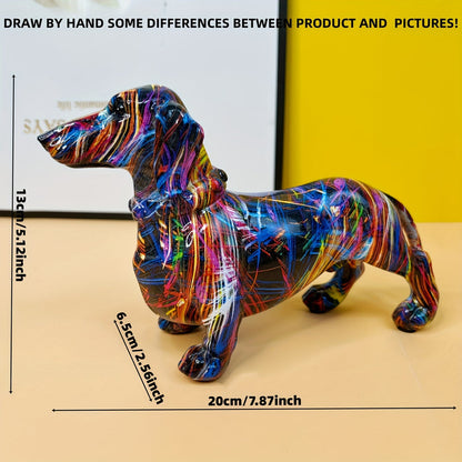 Colorful Dachshund Dachshund Figurine for Shelves, Tables and Home Display