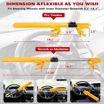 Heavy Duty Anti-Theft Steering Wheel Lock Bar for Car and Truck Security