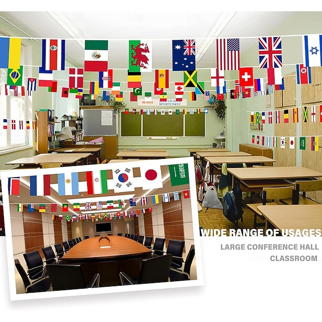 200 Nations International String Flag Banner for Global Sports Events and Classroom Decoration