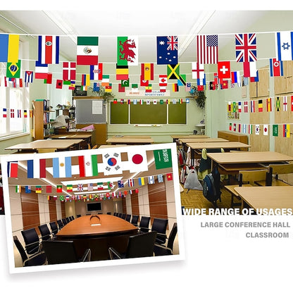 200 Nations International String Flag Banner for Global Sports Events and Classroom Decoration