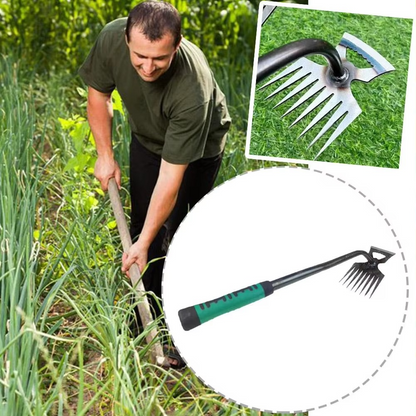 8 Tooth Manganese Steel Garden Hoe with Rubber Grip Handle for Weeding, Digging and Soil Lossening