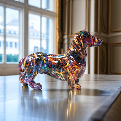 Colorful Dachshund Dachshund Figurine for Shelves, Tables and Home Display