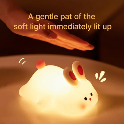 Silicone Rabbit Touch Lamp with USB Charging for Kids Bedside and Reading