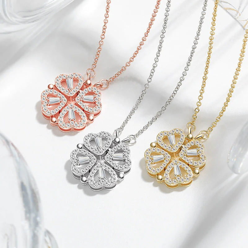 Four Leaf Clover Pendant Necklace with Delicate Chain for Women