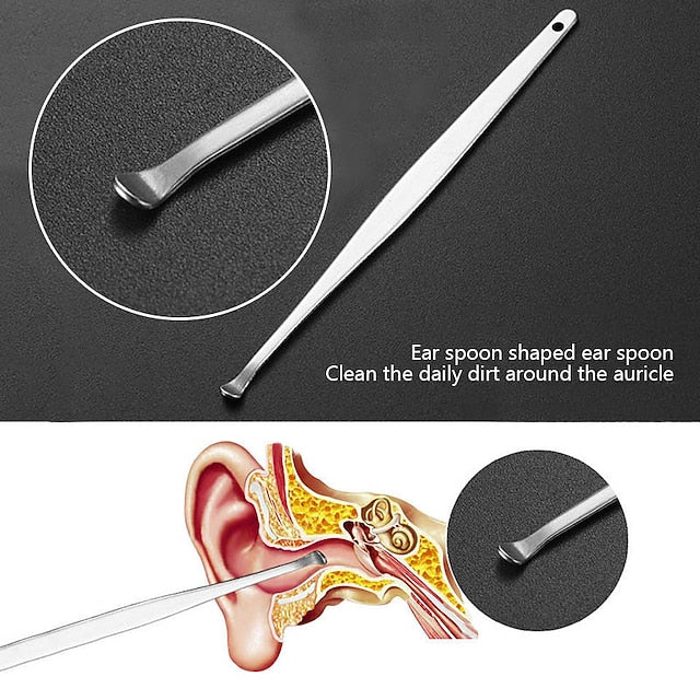 6-in-1 Stainless Steel Ear Wax Removal Kit with Reusable Picks and Keychain Storage Box