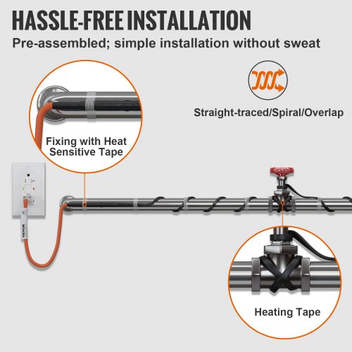 Self-Regulating Pipe Heating Cable with Freeze Prevention Wrap for Water Lines