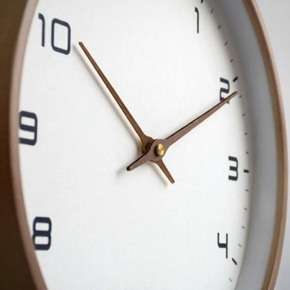 Scandinavian Round Wall Clock with Natural Wood Finish