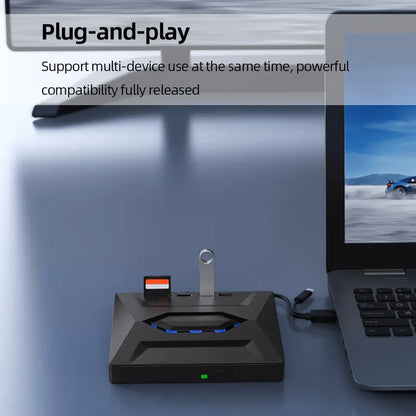 External CD and DVD Drive with SD Card and USB Hub for Laptop and PC