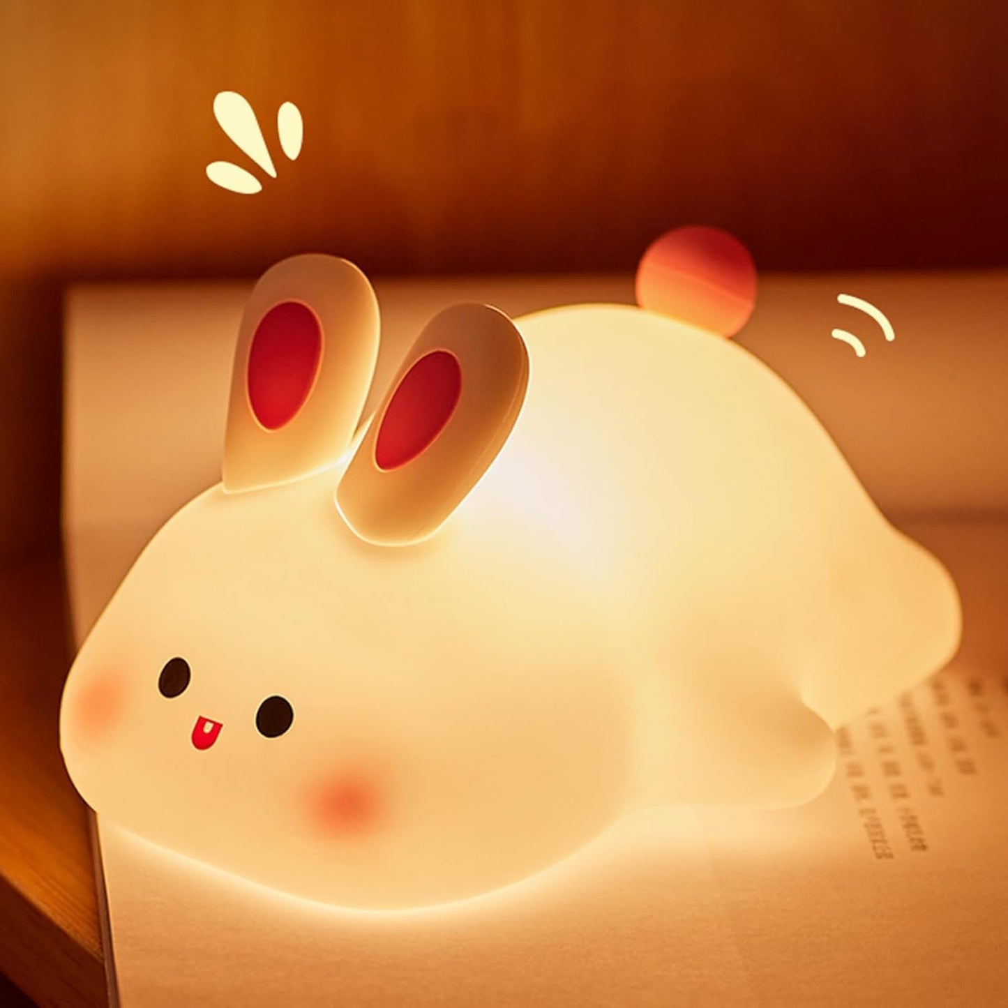 Silicone Rabbit Touch Lamp with USB Charging for Kids Bedside and Reading