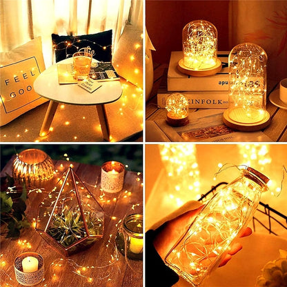 Firefly String Lights, 7Ft 20 LED Battery Operated with Flexible Silver Wire for Mason Jars and Wedding Decor