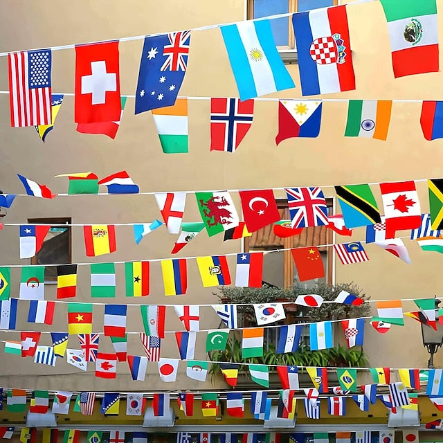 200 Nations International String Flag Banner for Global Sports Events and Classroom Decoration