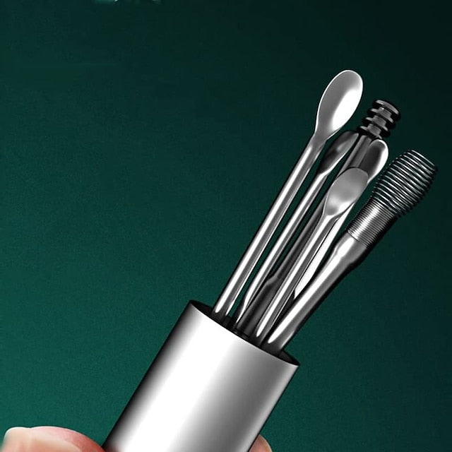 6-in-1 Stainless Steel Ear Wax Removal Kit with Reusable Picks and Keychain Storage Box