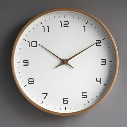Scandinavian Round Wall Clock with Natural Wood Finish