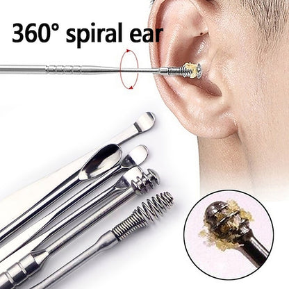 6-in-1 Stainless Steel Ear Wax Removal Kit with Reusable Picks and Keychain Storage Box