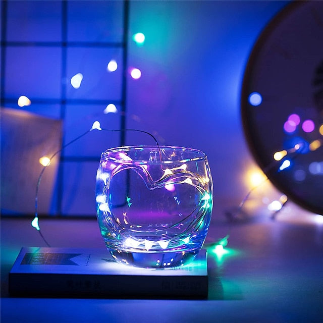 Firefly String Lights, 7Ft 20 LED Battery Operated with Flexible Silver Wire for Mason Jars and Wedding Decor