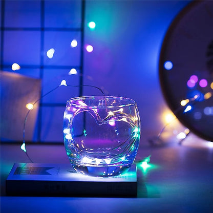 Firefly String Lights, 7Ft 20 LED Battery Operated with Flexible Silver Wire for Mason Jars and Wedding Decor