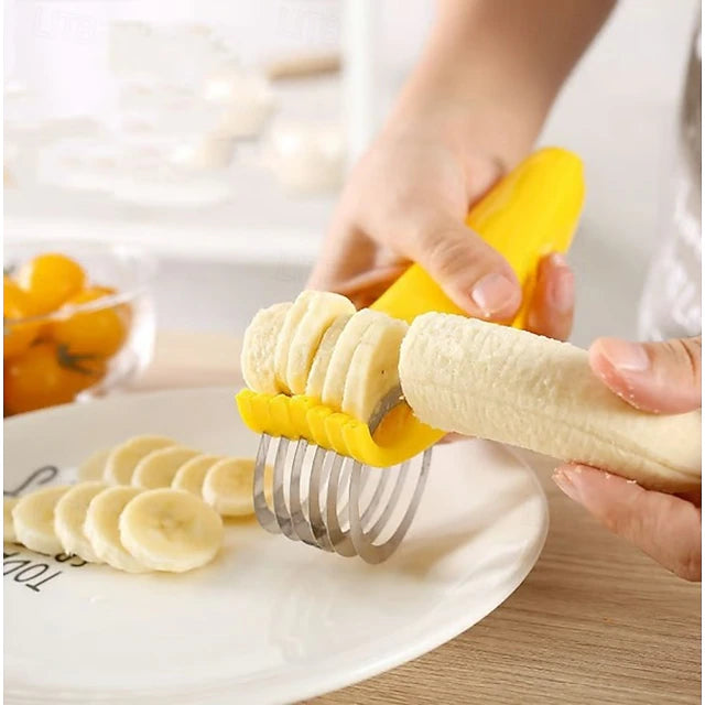 Stainless Steel Manual Fruit and Vegetable Slicer for Banana, Sausage and Salad Preparation