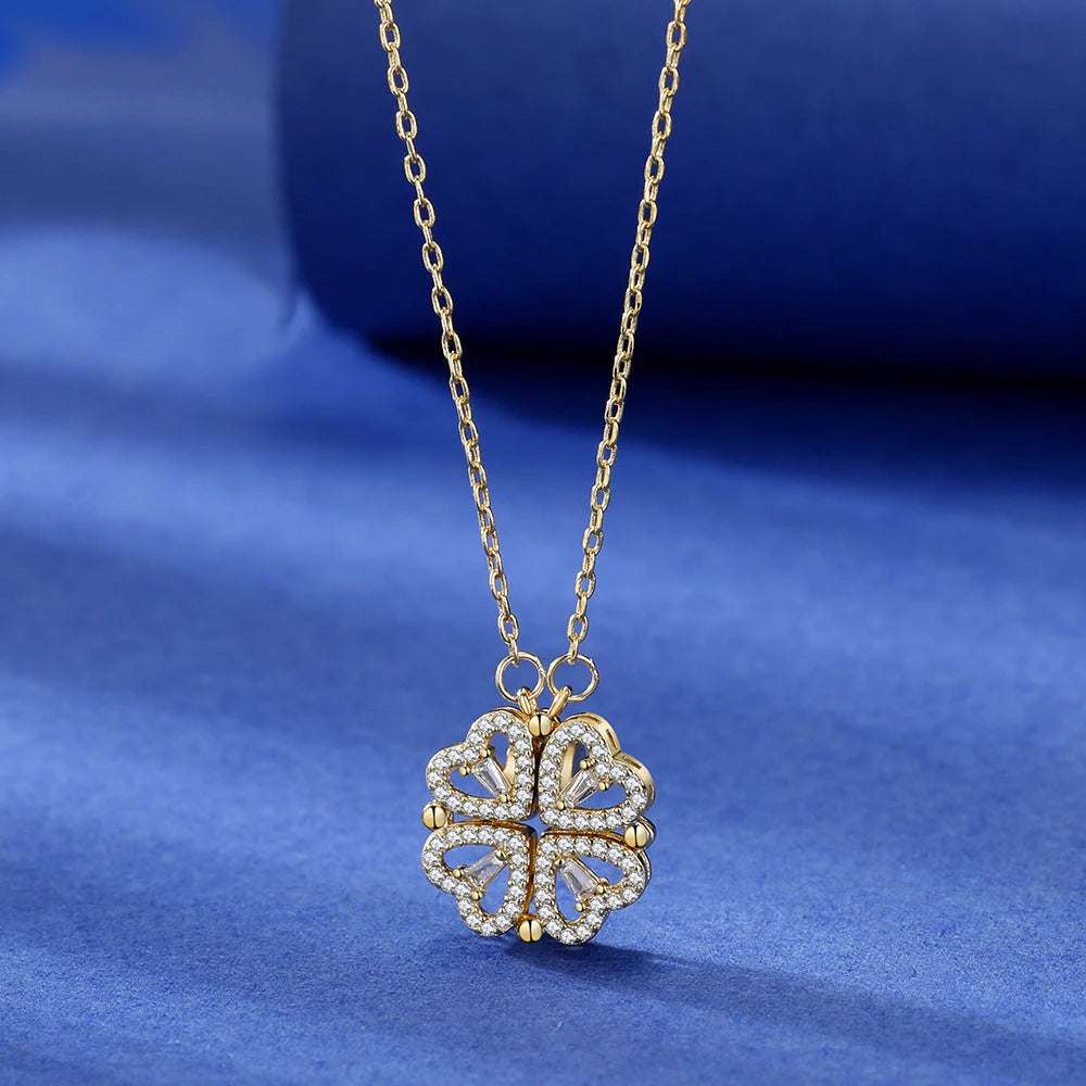 Four Leaf Clover Pendant Necklace with Delicate Chain for Women