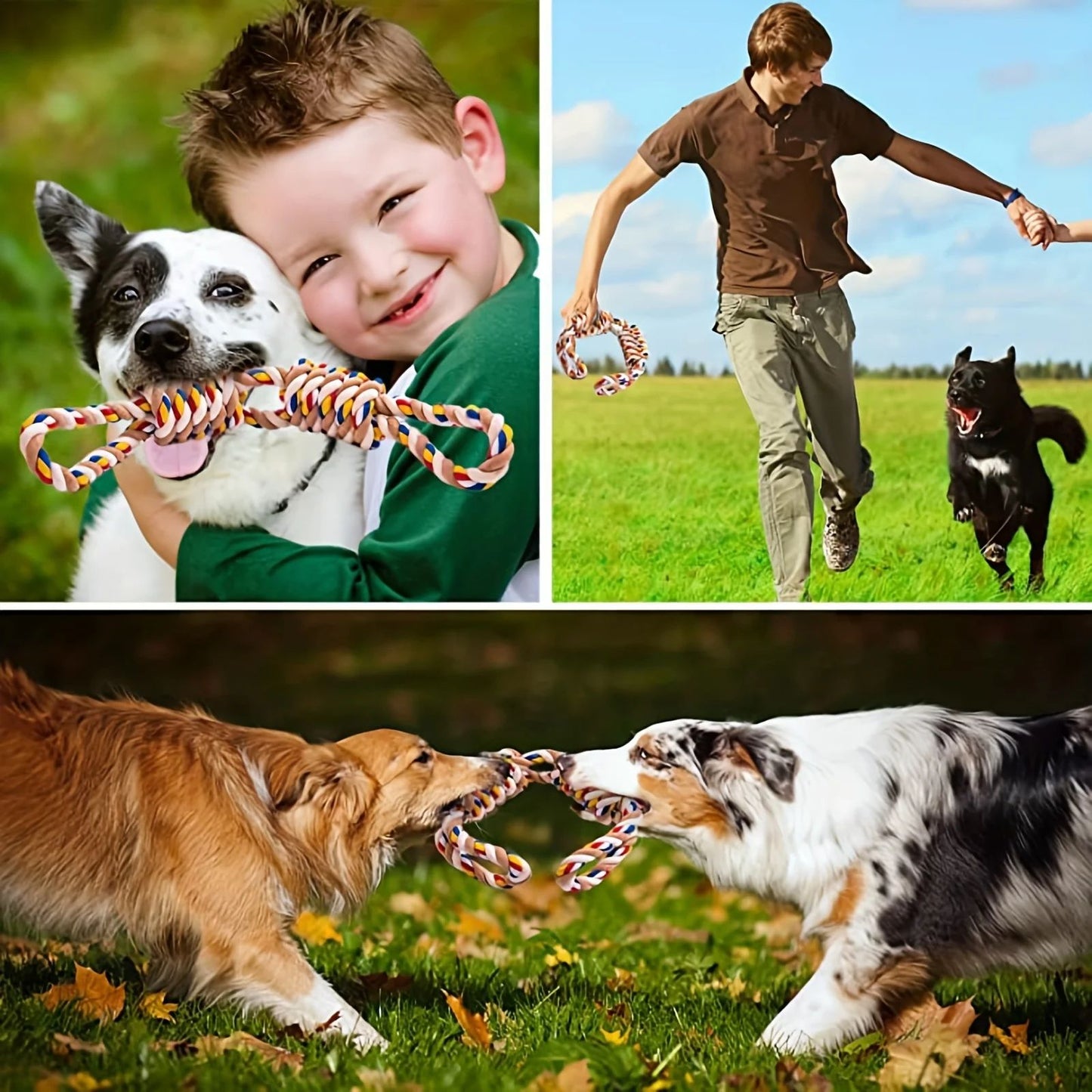 Braided Rope Chew Toy for Dogs with Tug and Fetch Play Design