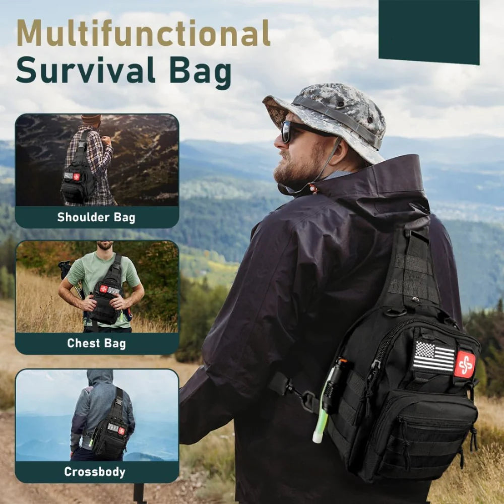 262 Piece Emergency Survival Gear Set with First Aid Kit and Camping Bag
