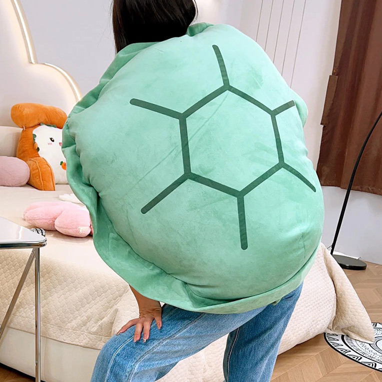 Turtle Shell Plush Pillow with Curved Support and Cotton Cover