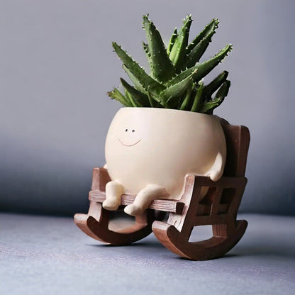 Smiling Face Resin Planter for Small Indoor Plants