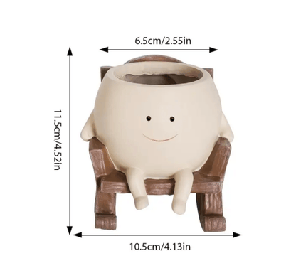 Smiling Face Resin Planter for Small Indoor Plants