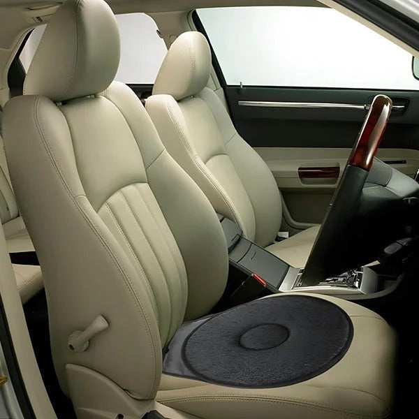 Rotating Seat Cushion with 360-Degree Swivel and Foam Padding for Cars and Office Chairs
