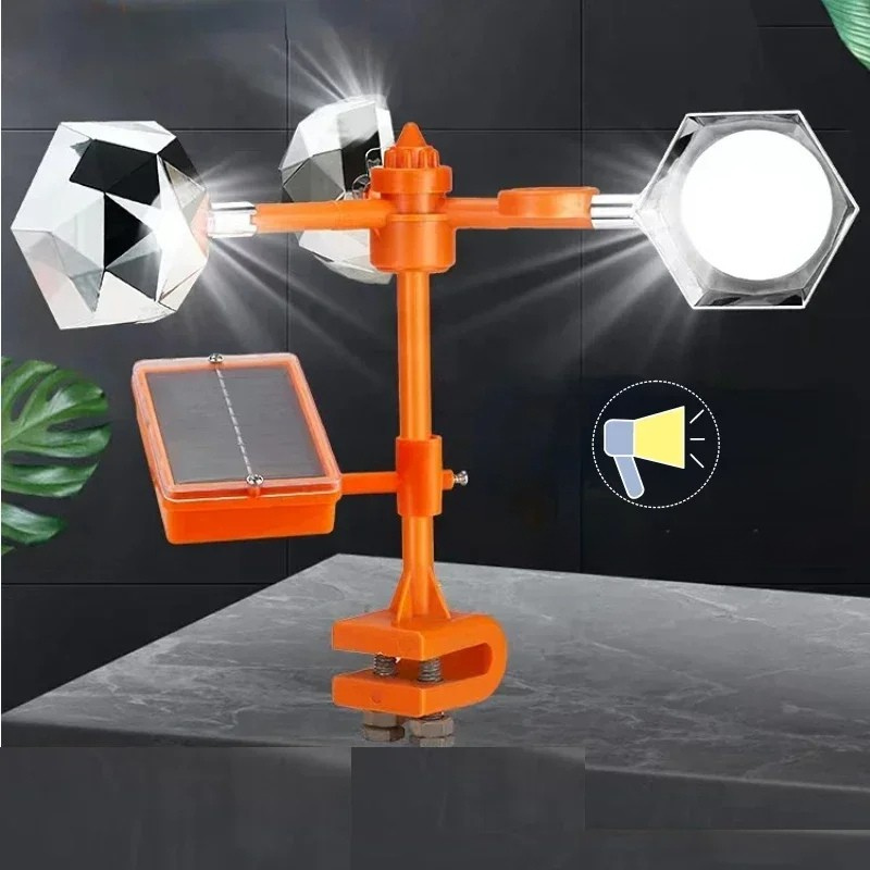 Rotating Bird Repeller with Solar Power and Sound Deterrent, Reflective Design