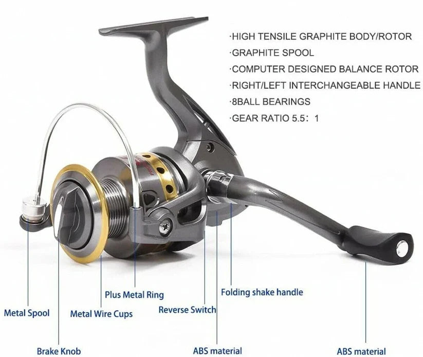 Telescopic Fishing Rod and Reel Combo with Carbon Fiber Construction, Carry Bag
