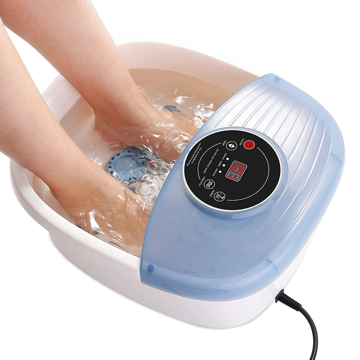Heated Foot Bath with Massage Rollers and Bubble Function, Vibration Mode