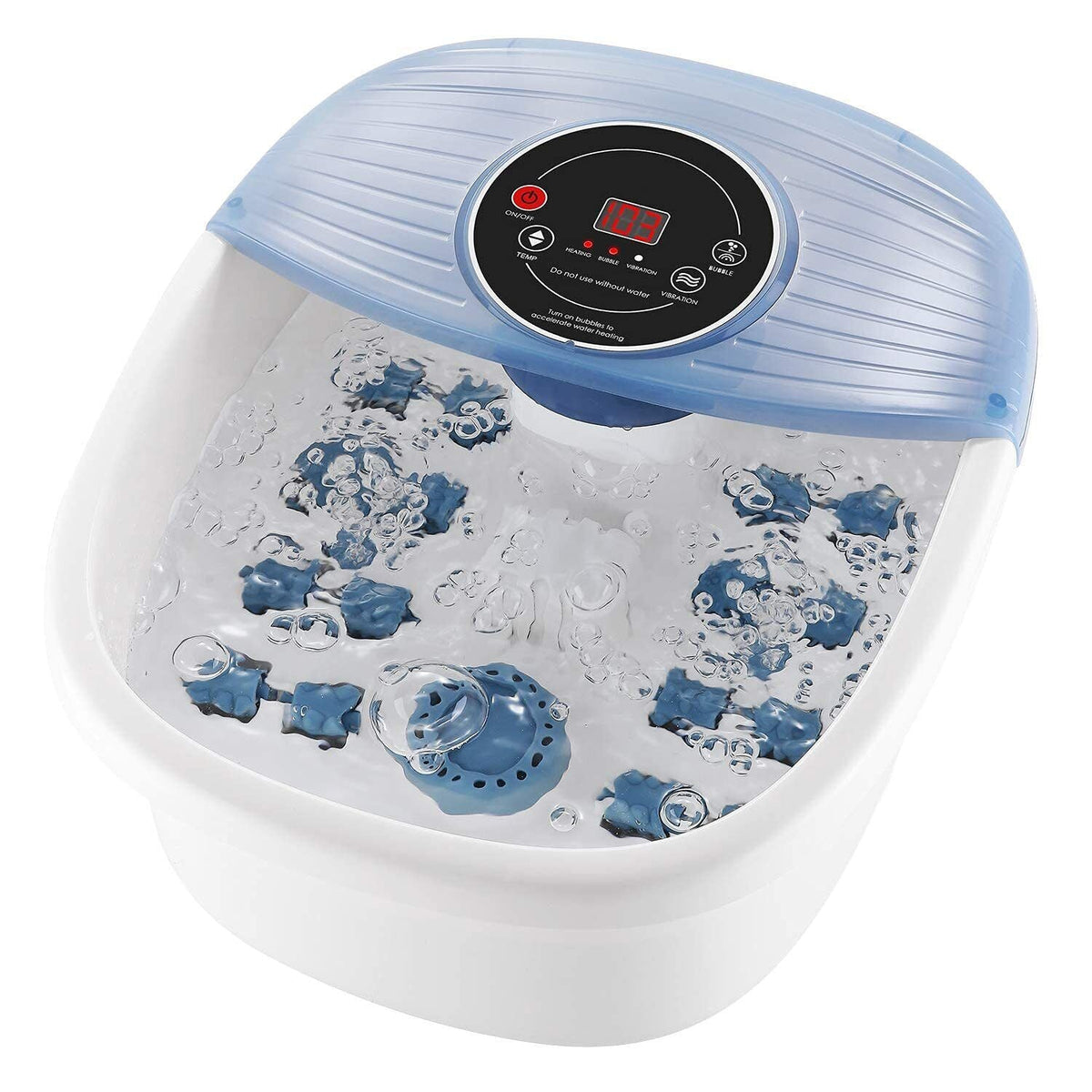 Heated Foot Bath with Massage Rollers and Bubble Function, Vibration Mode