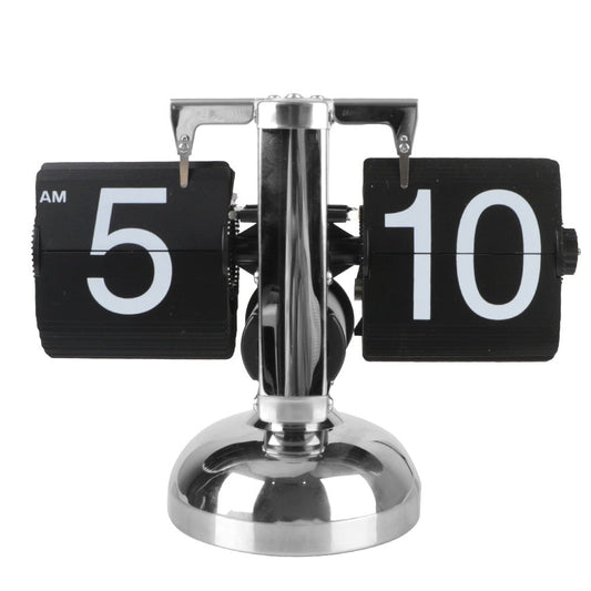Flip Card Desk Clock with Silent Quartz Movement and Large Numbers