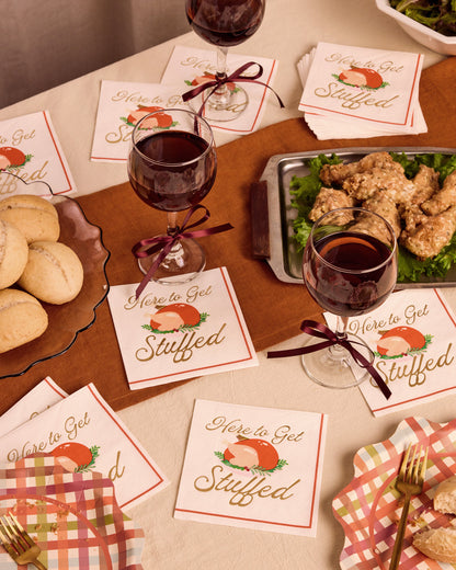 Thanksgiving Turkey Cocktail Napkins with Gold Foil Script, 50-Count