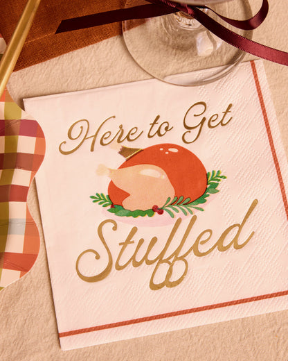 Thanksgiving Turkey Cocktail Napkins with Gold Foil Script, 50-Count