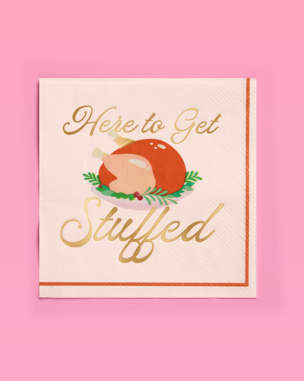 Thanksgiving Turkey Cocktail Napkins with Gold Foil Script, 50-Count