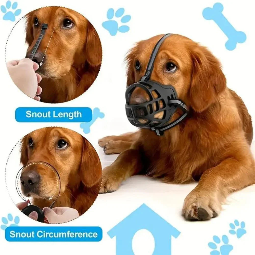 Breathable Mesh Dog Muzzle with Adjustable Straps and Breathable Polyester Design