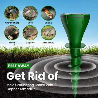 Solar Ultrasonic Snake Repeller with Ground Stake and Battery Backup