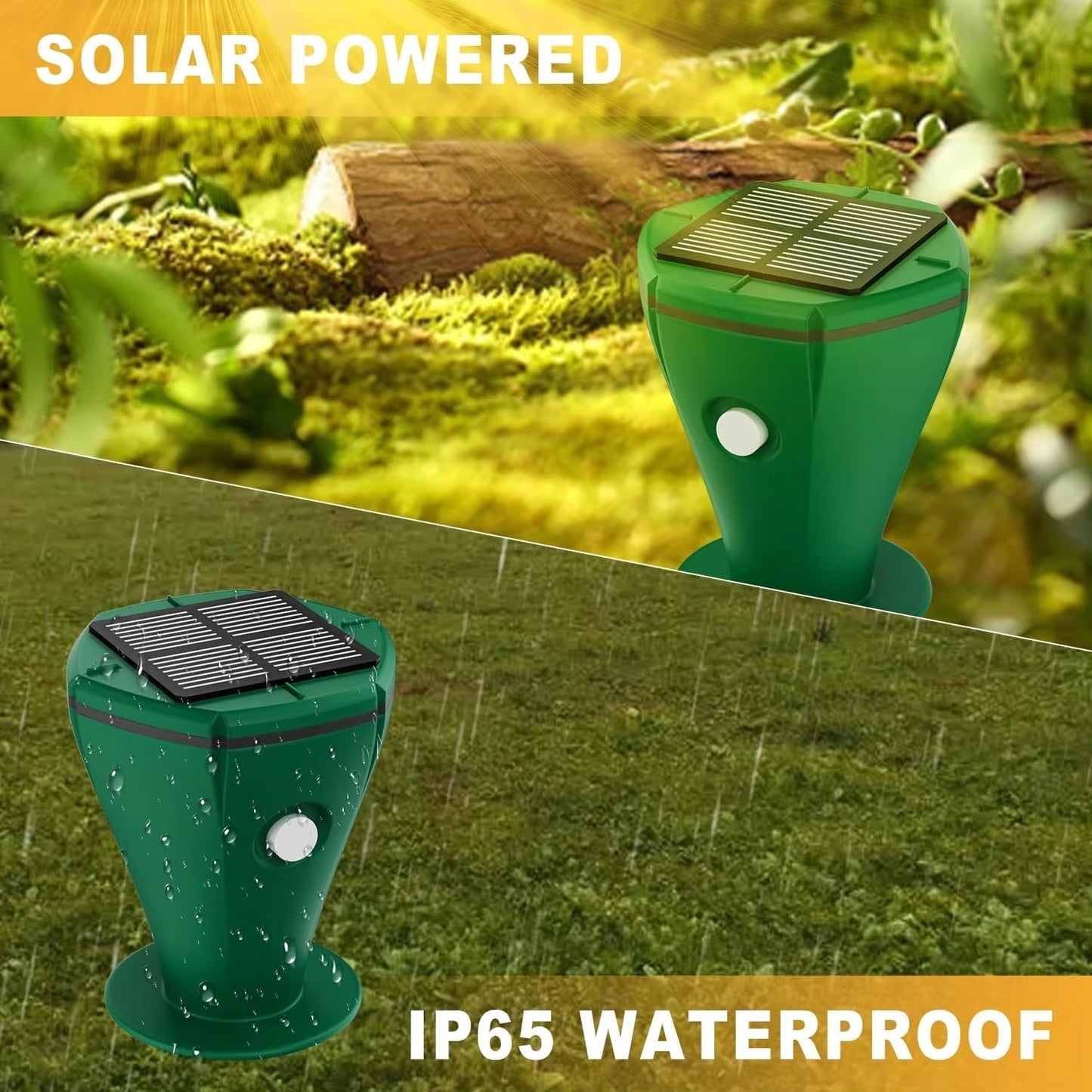 Solar Ultrasonic Snake Repeller with Ground Stake and Battery Backup