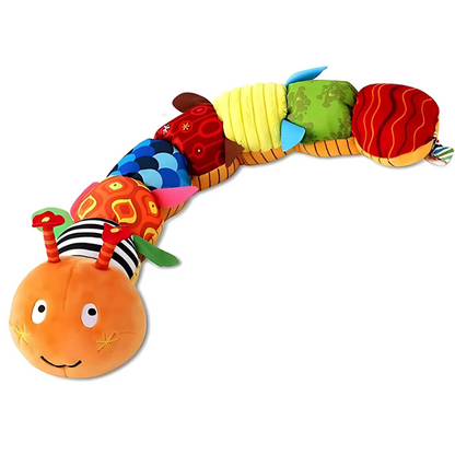 Infant developmental musical caterpillar plush toy, ideal for tummy time & sensory exploration